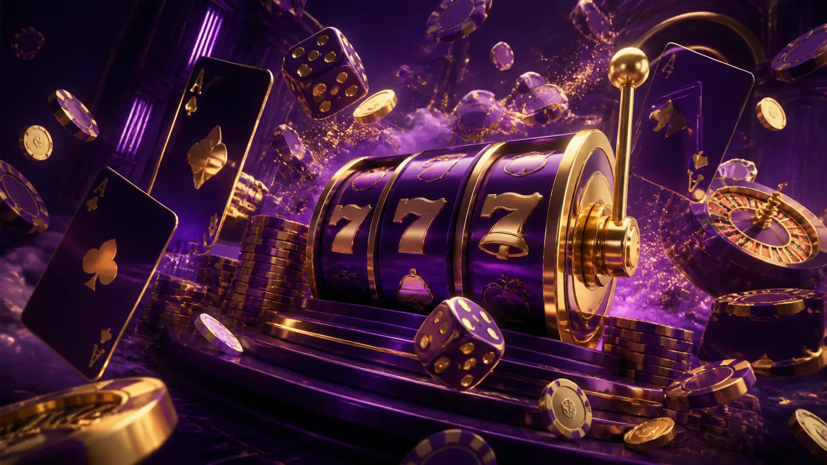 Luxurious Slotrize casino-themed banner with elements in two-color palette.